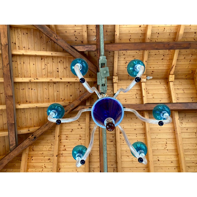 Contemporary Vintage 1980s Multicolor Murano Glass Chandelier For Sale - Image 3 of 7