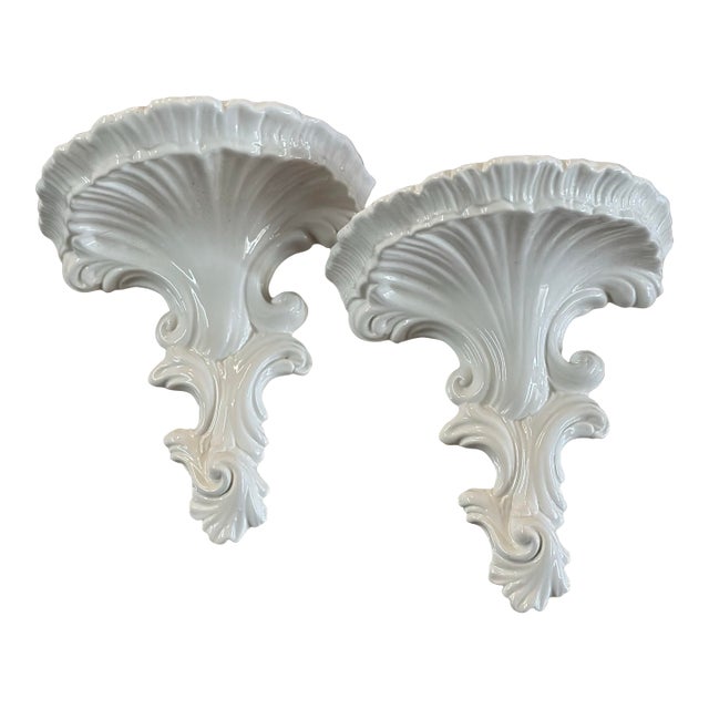 Vintage Italian Ceramic Wall Brackets, a Pair For Sale