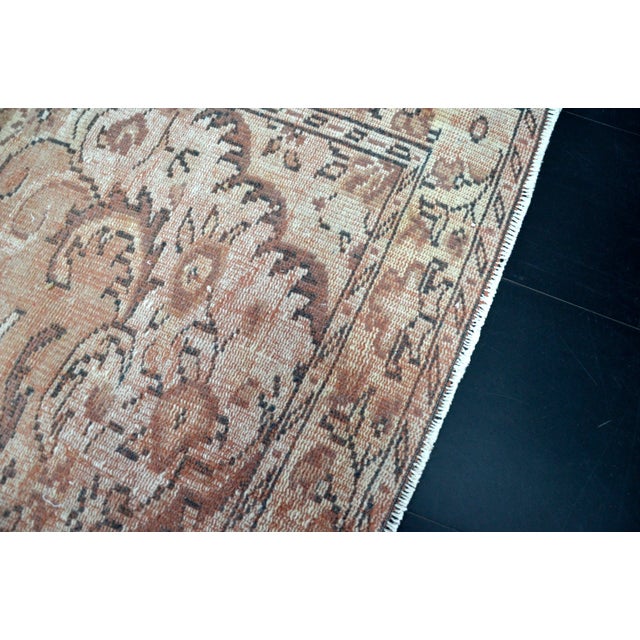 Salmon 1960s Vintage Distressed Turkish Area Rug For Sale - Image 8 of 11
