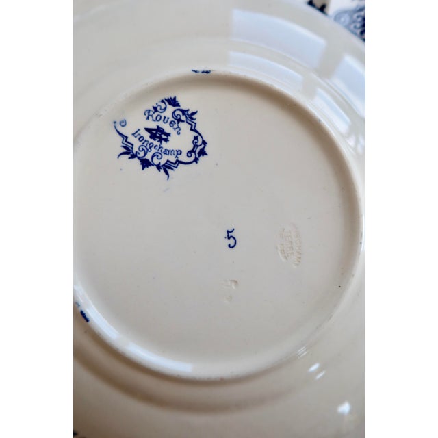 Antique Longchamp Ironstone Dessert Plates by Rouen, 1890s, Set of 6 For Sale - Image 4 of 10