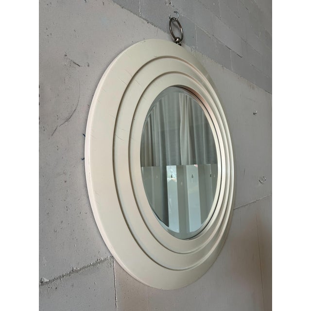 Italian Round Mirror with Sculptural Concentric Frame For Sale - Image 4 of 8