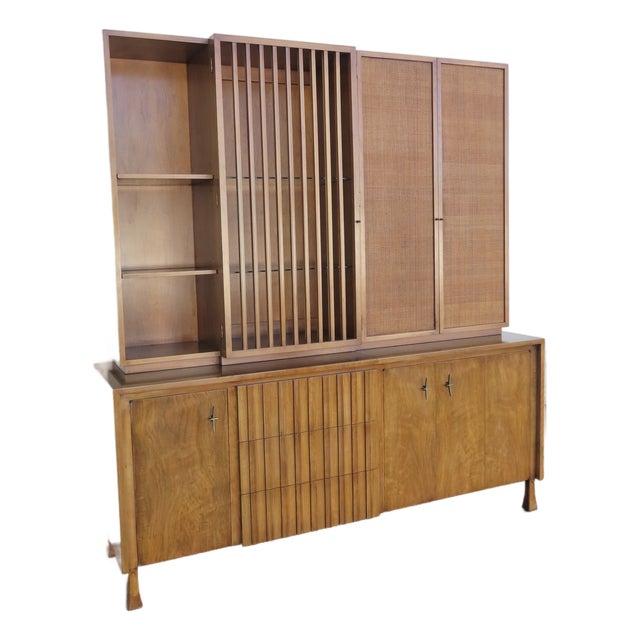 John Widdicomb Mid Century Two Part Sideboard Display Shelves Bookcase 6417 For Sale