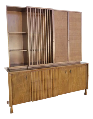John Widdicomb Mid Century Two Part Sideboard Display Shelves Bookcase 6417