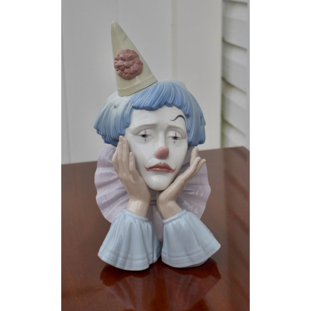Ceramic Vintage Lladro 5129 Sad Jester Clown Bust Porcelain Figurine Spain Retired For Sale - Image 7 of 18