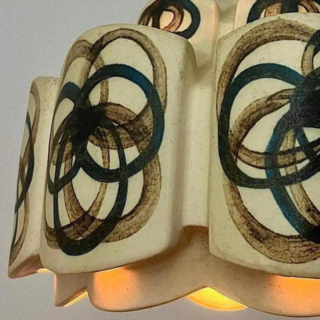 Black Ceramic Flower Pendant Light, Denmark, 1970s For Sale - Image 8 of 11