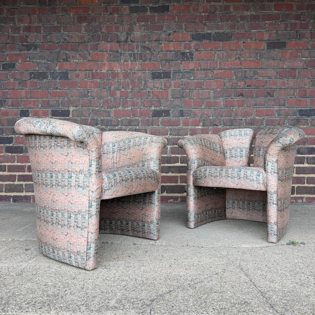 Late 20th Century Pair of Milo Baughman for Thayer Coggin Split Back Chairs Postmodern For Sale - Image 5 of 12