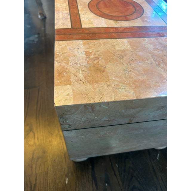 1960s Vintage Tessellated Marble Coffer With Brass Inlay For Sale - Image 5 of 7