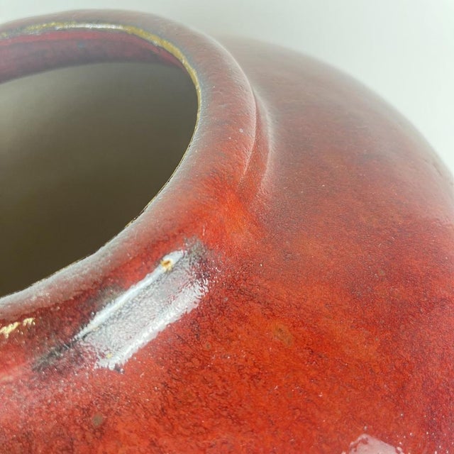 Large Vintage Japanese Oxblood Red Glazed Ceramic Covered Jar, 1950s For Sale - Image 10 of 17