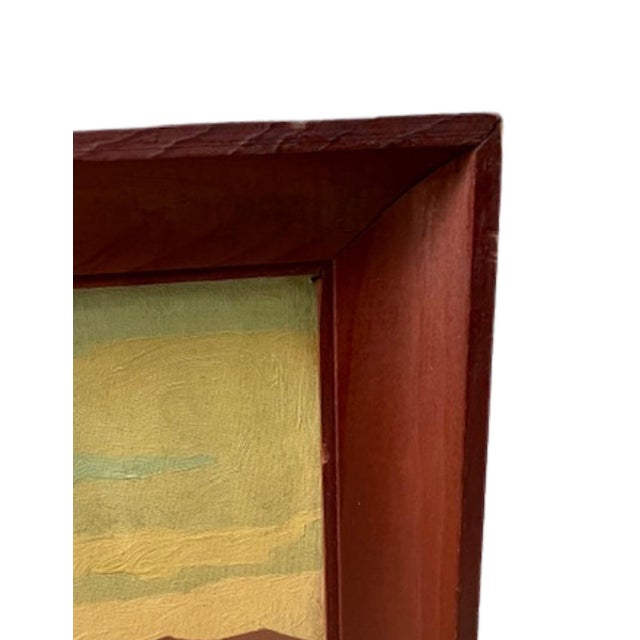 Canary Yellow Vintage Framed Southwestern Desert Landscape Oil Painting For Sale - Image 8 of 11