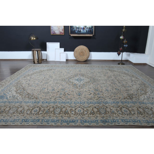 1970s Vintage Persian Handknotted Wool Brown Oversize Area Rug For Sale - Image 10 of 11