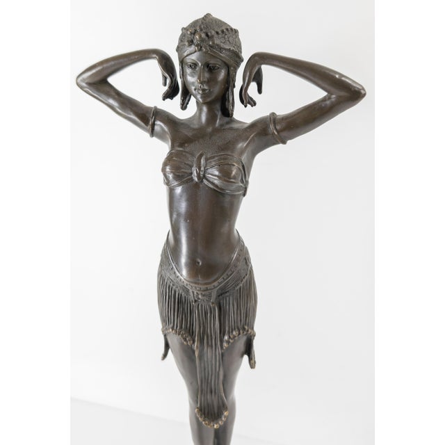 Mid 20th Century Mid-Century Bronze Orientalist Figure After Virtue by Demetre Chiparus For Sale - Image 5 of 12