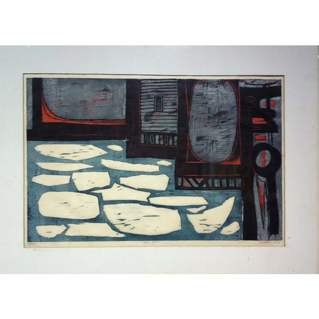Vintage "Ice Floe", original woodcut print, 1956. Edition of only 12. image size: 14 x 21.25 in. (only a few remain) Clay...