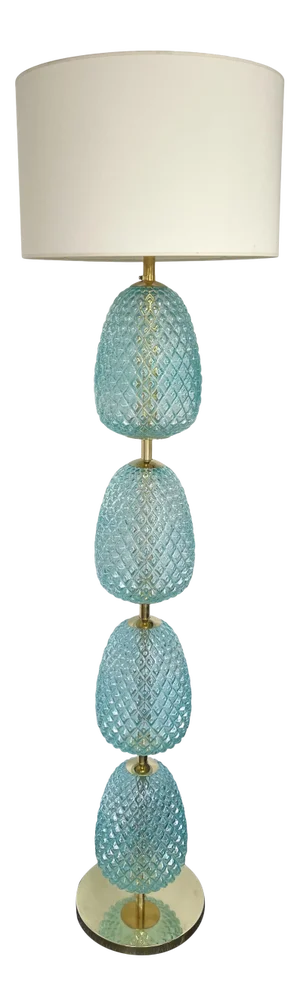 Contemporary Brass Pineapple Murano Glass Floor Lamp, Italy
