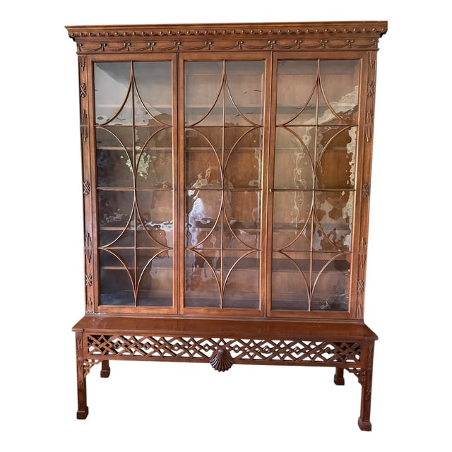 Breakfront Display Cabinet/ Bookcase- Signature Piece by Baker Furniture, Stately Home Collection Vintage For Sale