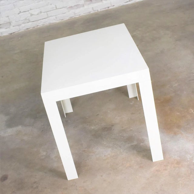 Plastic Vintage Modern White Molded Plastic Rectangular Parsons Style Side Table Style Syroco or Kartell For Sale - Image 7 of 13