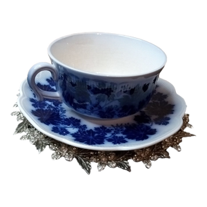 1950s Vinranka Sweden Flow Blue Tea Cup With Saucer Set