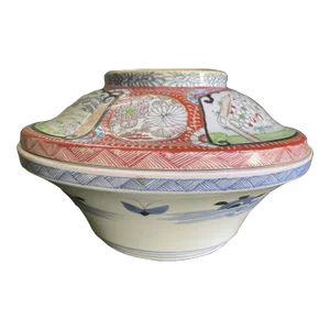Japanese Imari 19th Century Pottery Covered Bowl