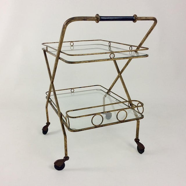 1960s Gilt Metal Bar Cart, Italy, 1960s For Sale - Image 5 of 15