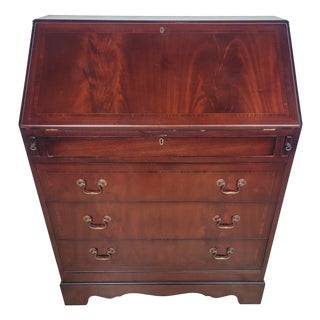 Vintage Secretaire with Green Leather Top, 1960 For Sale