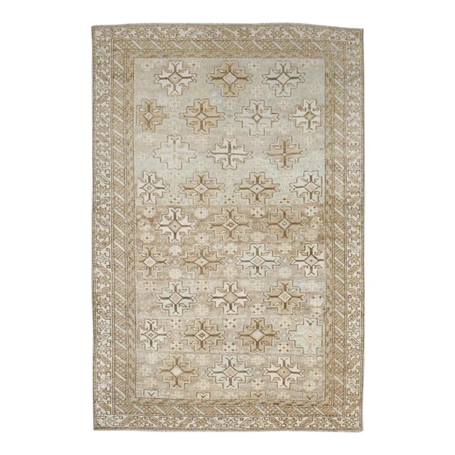 Early 20th Century Light Green Caucasian Rug - 3'1" x 4'4" For Sale