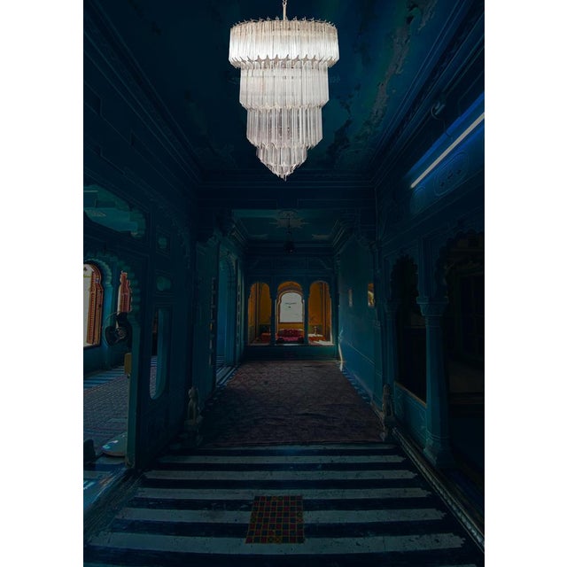 Fantastic big Murano chandelier made by 112 Murano crystal prism "quadriedri" in a nickel metal frame. Period: late 20th...