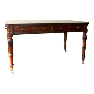 1970s Maitland Smith Georgian Style Leather Topped Mahogany Writing Desk For Sale