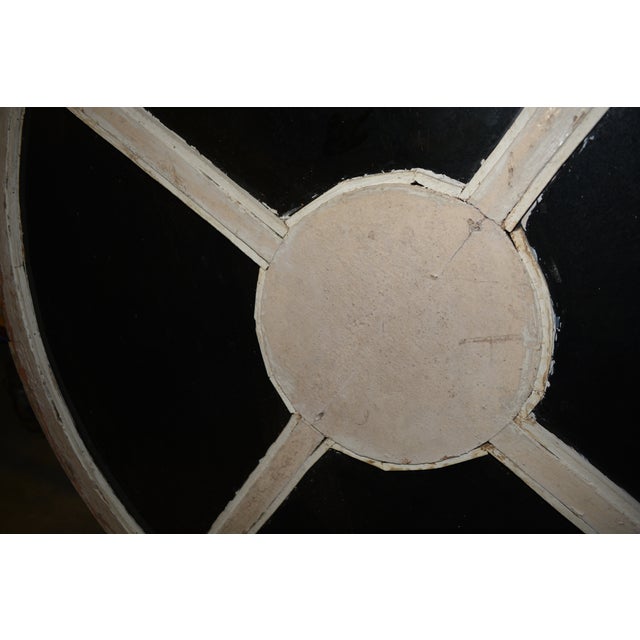 Vintage European Wooden Round Tinted Glass Rose Window With Iron Scrolled Inserts For Sale - Image 12 of 18