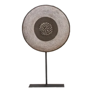 African Bamileke Beaded Shield on Stand