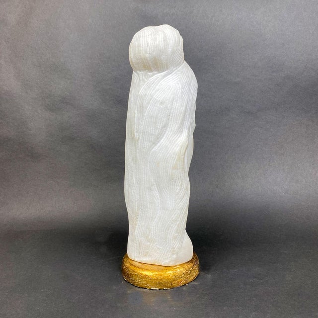 1960s Italian Carved Alabaster Bust of a Woman For Sale - Image 4 of 11