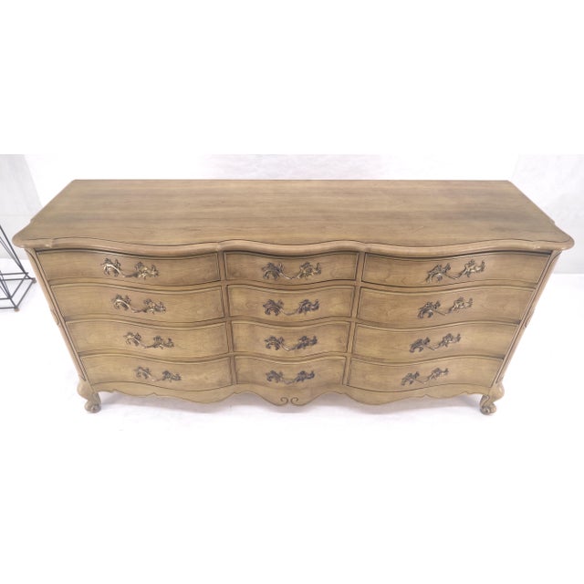 Pickled Solid Cherry Country French 12 Drawers 6' Long Dresser Credenza MINT! For Sale - Image 9 of 16
