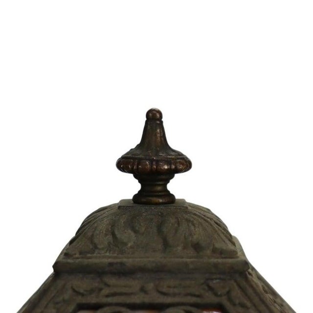 Bradley & Hubbard Arts & Crafts 4-Panel Floral Overlay Slag Glass Lamp C1920 For Sale - Image 6 of 9