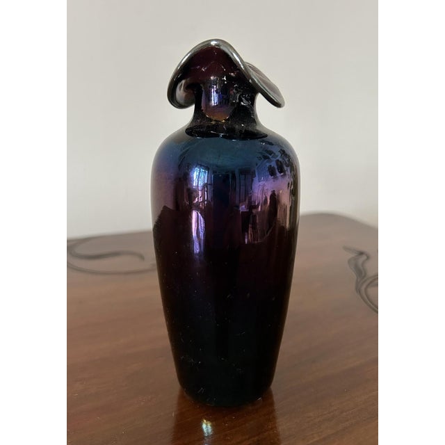 Iridescent Glass Soliflore Vase with Sterling Overlay For Sale - Image 4 of 16