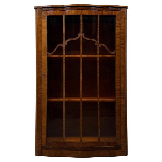 Art Deco Style Figured Walnut Display Cabinet, 1900s For Sale - Image 11 of 11