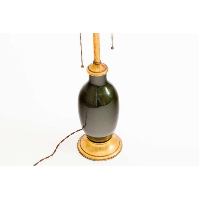 Mesmerizing emerald green aventurine glass lamp by Barovier & Toso, Italy, circa 1940. Original brass base and hardware,...