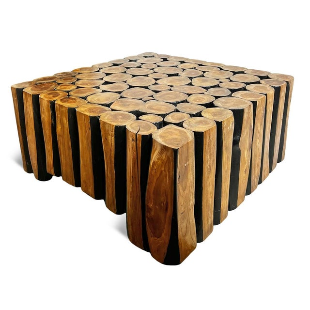 Wood Square Lodge Coffee Table For Sale - Image 7 of 9