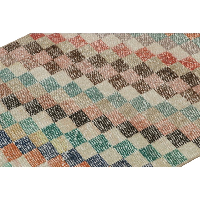 Rug & Kilim Vintage Zeki Müren Rug With Polychromatic Geometric Pattern, From Rug & Kilim For Sale - Image 4 of 7