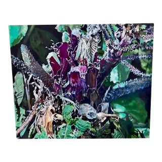 Pat Berger Realist Botanical Still Life Acrylic Painting “Jungle Medley” 1999 For Sale