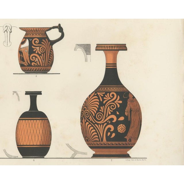 Albert Genick, Greek Bottles & Jugs with Classical Figures, 1883, Lithograph For Sale - Image 6 of 9