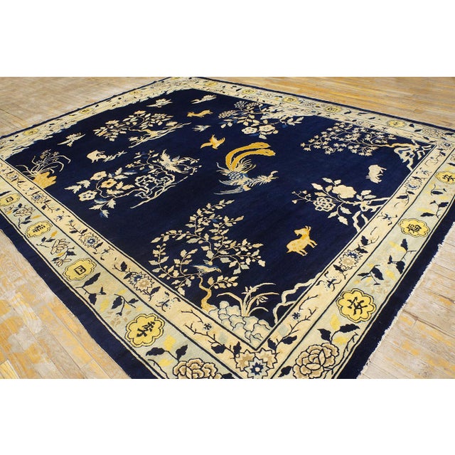 19th Century Chinese Peking Carpet ( 9'2'' x 11'8' - 280 x 355 ) Antique Chinese - Peking Chinese Allover Floral Blue...