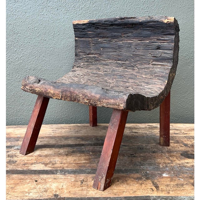 Vintage Primitive Wood Slab Chair For Sale - Image 12 of 12