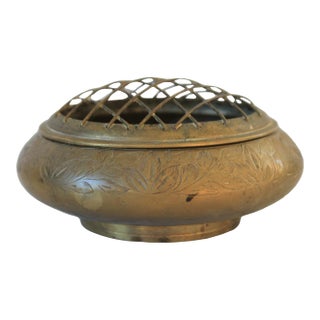 Vintage Etched Brass Flower Frog For Sale