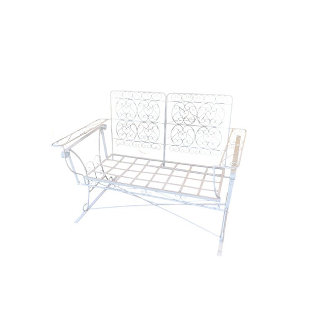1950s Wrought Iron Slider Rocking Chair & Settee with Scrolling Arms For Sale - Image 10 of 10