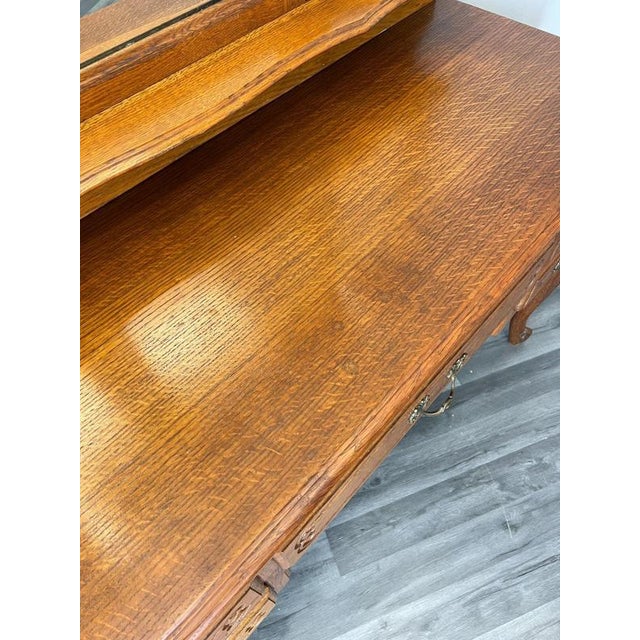 Vintage French Louis Style Oak Dressing Table with Mirror For Sale - Image 5 of 15