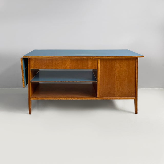 Blue Mid-Century Modern Italian Worktable in Wood and Blue Formica, 1950s For Sale - Image 8 of 18