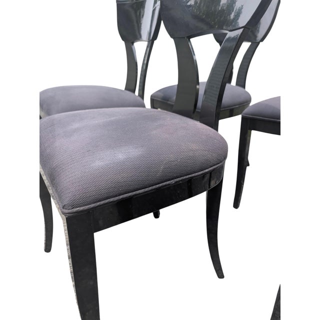 1980s Postmodern Pietro Costantini "Corfu" Black Lacquer Dining Chairs - Set of 6 For Sale - Image 11 of 17