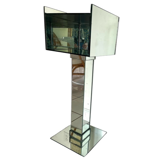 Art Deco French Art Deco Mirrored Pedestal Side Table For Sale - Image 3 of 8