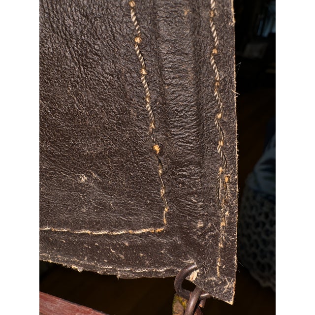 Large Antique Hand-Painted Leather Wall Hanging – Neoclassical Arabesque Motif For Sale - Image 9 of 13