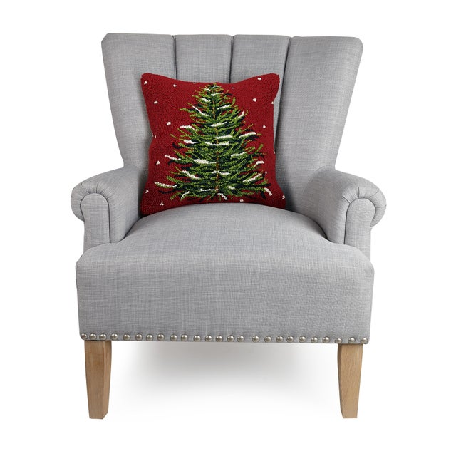 A festive way to spruce up your home for the holidays and winter season! 100% wool hooked throw pillow / accent pillow....