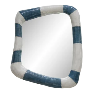 Contemporary Organic Shaped Blue Mirror Echoe Blue