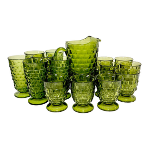 1960s Vintage Boho Chic Americana Indiana Glass Whitehall Glassware Set - 17 Pieces